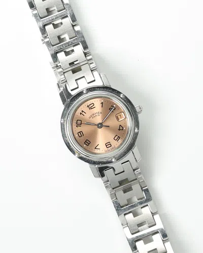Pre-owned Hermes Hermès Clipper 24mm Ref Cl4.210 Watch In Pink
