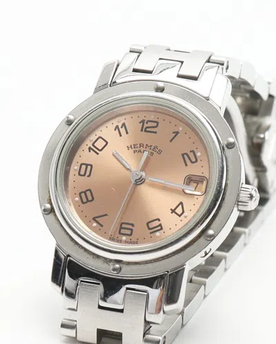 Pre-owned Hermes Hermès Clipper 24mm Ref Cl4.210 Watch In Pink