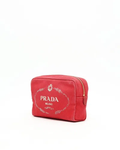 Prada Canvas Toiletry Pouch In Red
