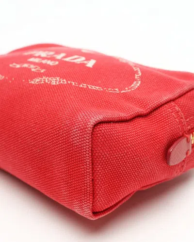 Prada Canvas Toiletry Pouch In Red