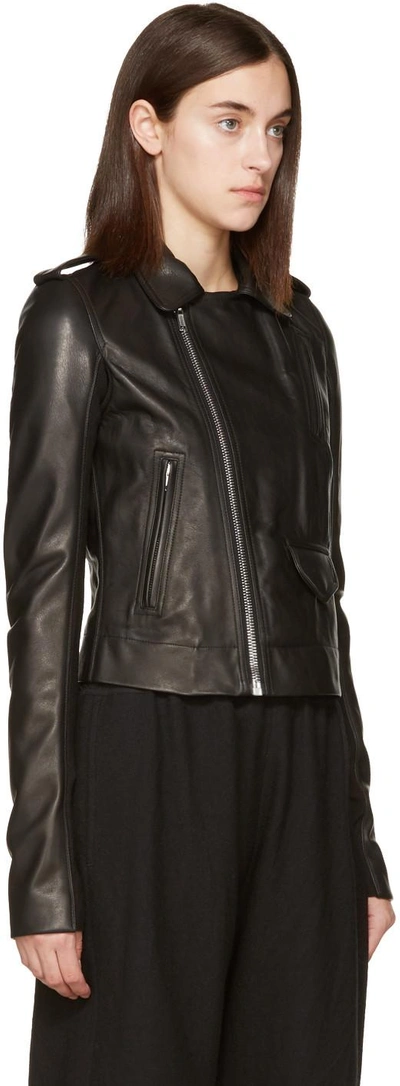 Shop Rick Owens Black Leather Stooges Jacket