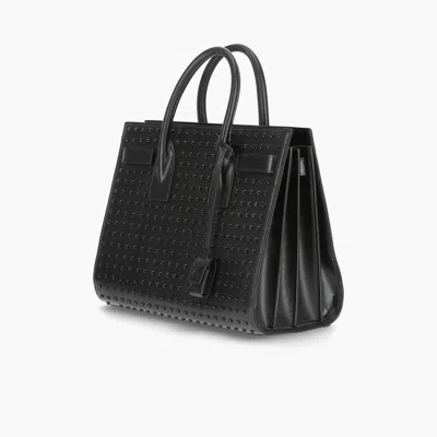 Saint Laurent Small Studded Sac De Jour Bag In Black