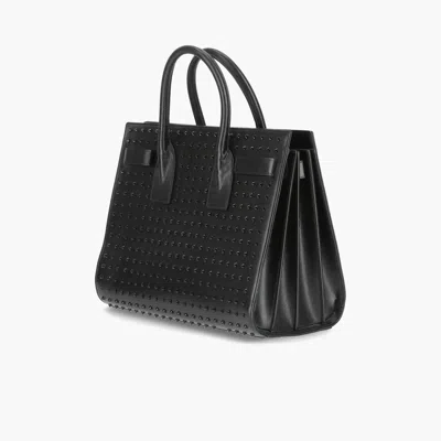 Saint Laurent Small Studded Sac De Jour Bag In Black