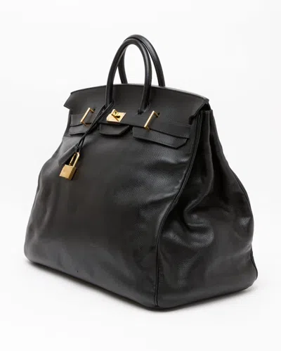 Pre-owned Hermes Hermès Ardennes Haut A Courroies 50 (hac) Weekend Bag In Black
