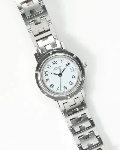 Pre-owned Hermes Hermès Clipper 24mm Ref Cl4.210 In White