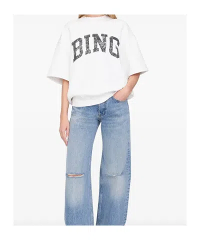 Anine Bing Short-sleeve Pullover In Soft French Terry In White