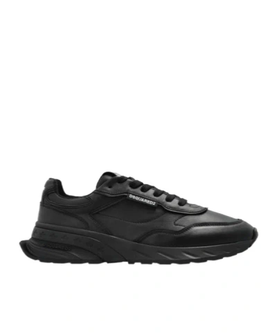 Dsquared2 Bold Leather Paneled Sprinter Sneakers In Black