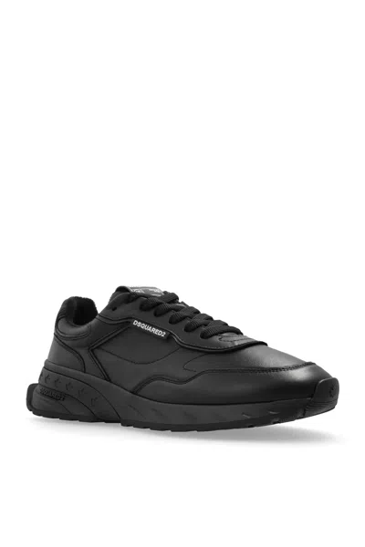 Dsquared2 Bold Leather Paneled Sprinter Sneakers In Black