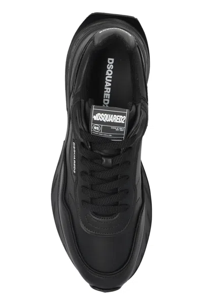 Dsquared2 Bold Leather Paneled Sprinter Sneakers In Black