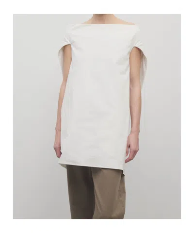 The Row Draped Sleeveless Asymmetric Lightweight Top In White