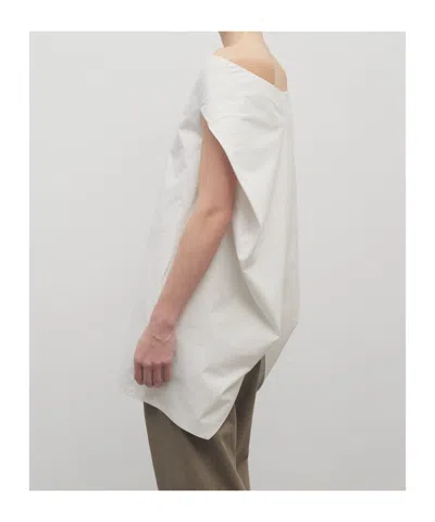 The Row Draped Sleeveless Asymmetric Lightweight Top In White