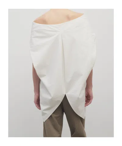 The Row Draped Sleeveless Asymmetric Lightweight Top In White