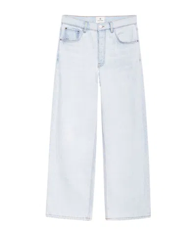 Anine Bing Womens Ultra Bleached Manon Wide-leg Denim Jeans In Blue