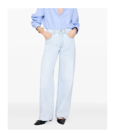 Anine Bing Womens Ultra Bleached Manon Wide-leg Denim Jeans In Blue