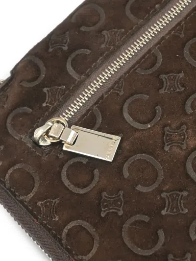 Pre-owned Celine Monogram-embossed Leather Wallet In Brown