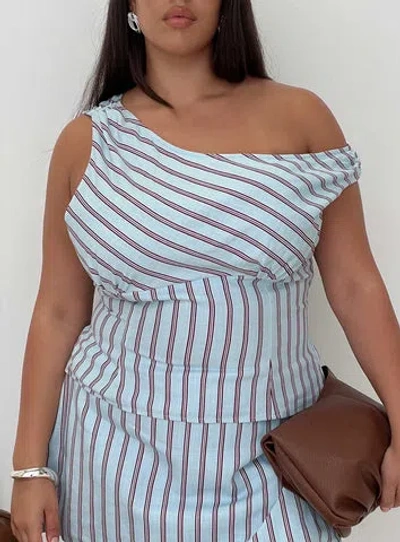 Princess Polly Curve Del Rio Off The Shoulder Top Blue / Maroon Curve