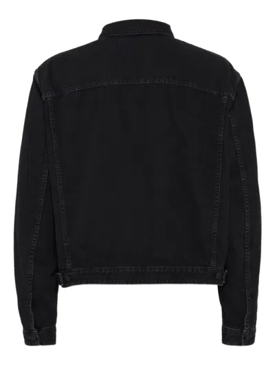 Dsquared2 Black Jacket With Classic Collar And Embossed Logo On The Front In Black