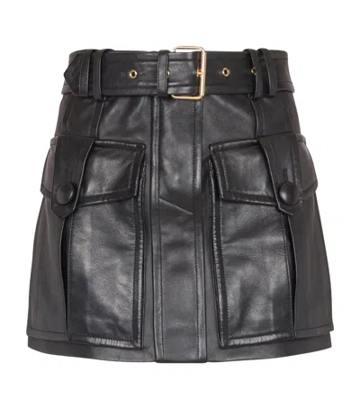 Balmain Lambskin Belted Mini Skirt