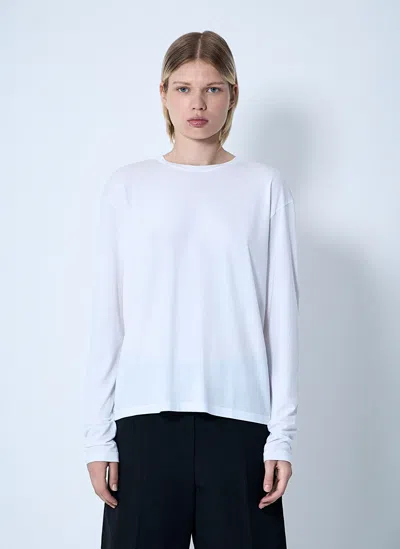 Totême Classic Long-sleeve Lyocell And Cotton T-shirt In White