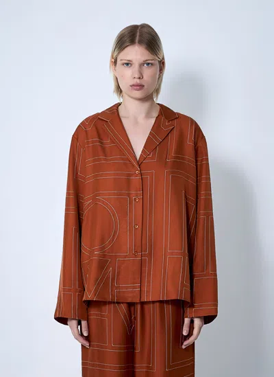 Totême Toteme Women Monogram Silk Shirt In Brown