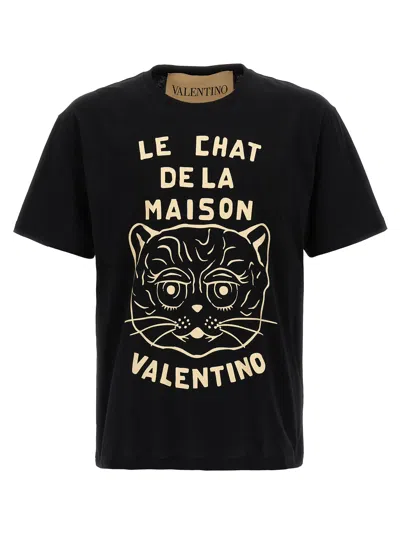 Valentino Chat De La Maison Cotton T-shirt In Black