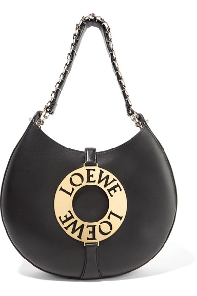 Loewe Joyce Embellished Leather Shoulder Bag In Black