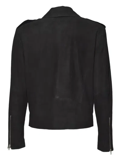 D Four Asymmetrical Front-zipper Leather Jacket With Multiple Pockets