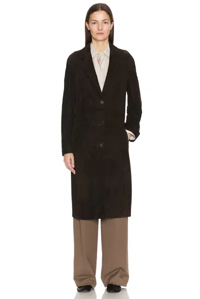 The Row Babilonia Suede Belted Single-breasted Coat In Brown