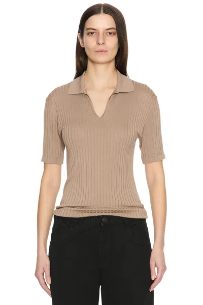 The Row Kaiomi Ribbed Short-sleeve Top In Brown