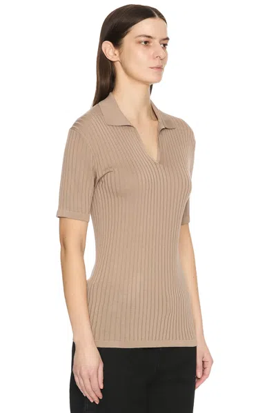 The Row Kaiomi Ribbed Short-sleeve Top In Brown