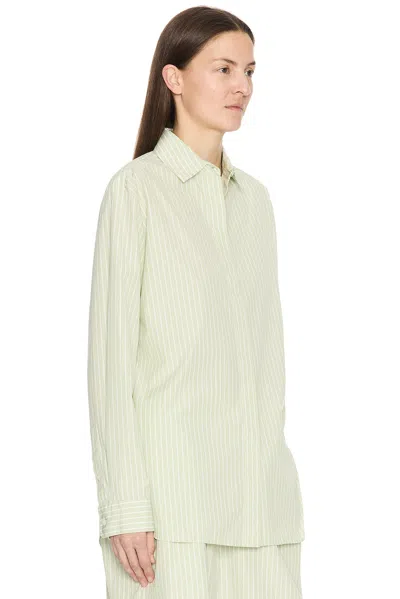 The Row Vanda Striped Cotton-poplin Shirt In Green