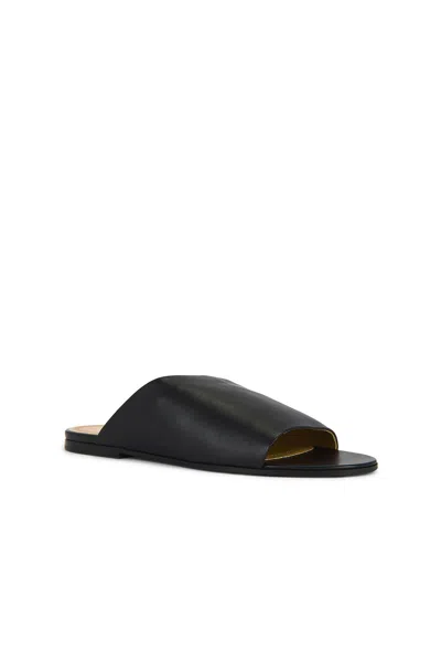 The Row Signum Calfskin Flat Slipper Sandals In Black
