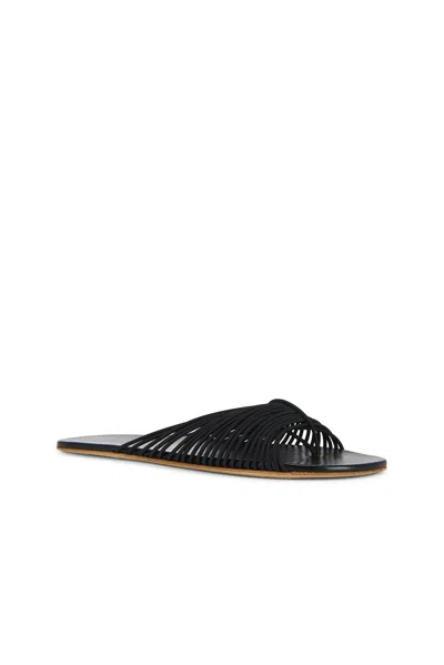 The Row Sara Elastic Thong Slide Sandals In Black