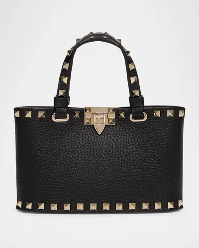 Valentino Garavani Rockstud Mini Shopping Bag In Grainy Calfskin Woman Black Uni