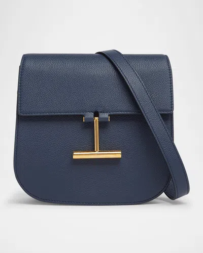 Tom Ford Tara Mini Crossbody Bag In Grain Leather In Blue