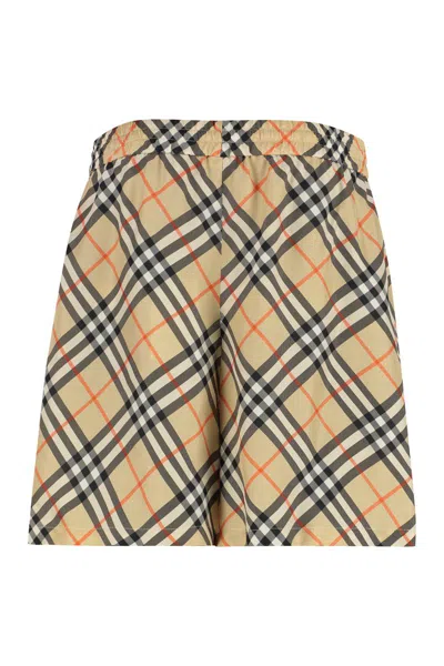 Burberry Beige Check Swim Shorts In Alabaster Pink