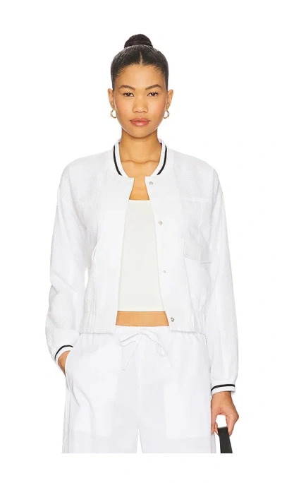 Central Park West Alina Varsity Stripe Bomber In White