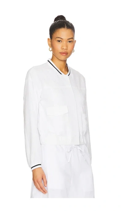 Central Park West Alina Varsity Stripe Bomber In White