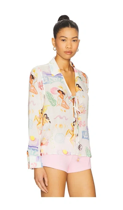 Rails Bathing Ladies Elm Tie-front Linen Top In Multi