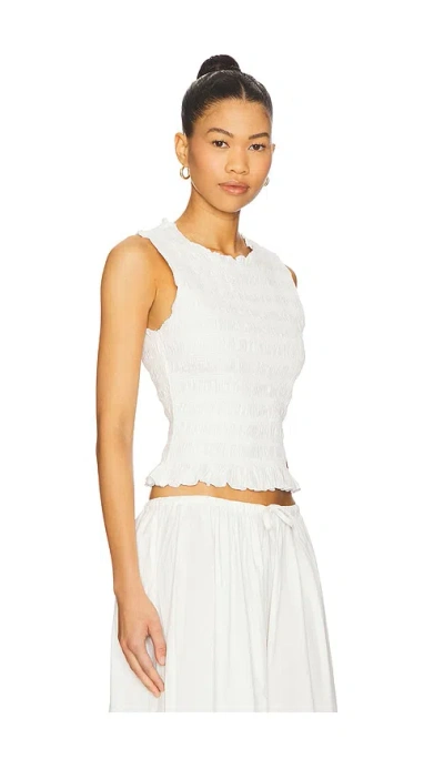Pistola Phoebe Sleeveless Smocked Stretch Cotton Tank In White