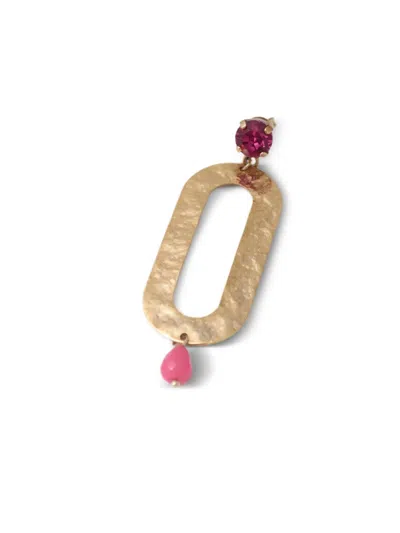 Pre-owned Enrico Coveri Couture Vintage 1980s Rhinestone-embellished Earrings In Gold