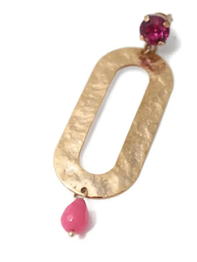 Pre-owned Enrico Coveri Couture Vintage 1980s Rhinestone-embellished Earrings In Gold