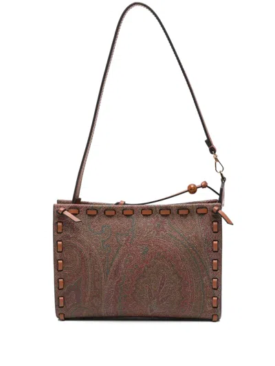 Etro Rectangular Bordeaux Clutch With Paisley Pattern