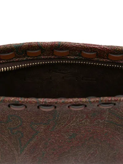 Etro Rectangular Bordeaux Clutch With Paisley Pattern