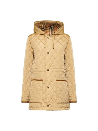 Burberry Beige Nylon Bromley Quilted Parka