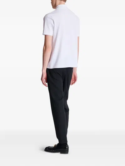 Balmain Cotton Crest Print Polo Shirt In White