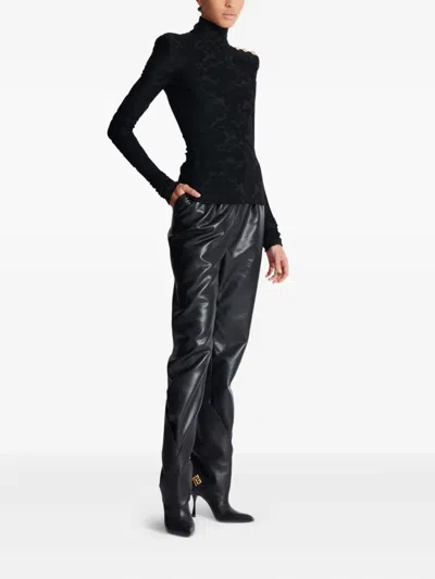 Balmain Buttoned Ls Bouclette Baroque Top