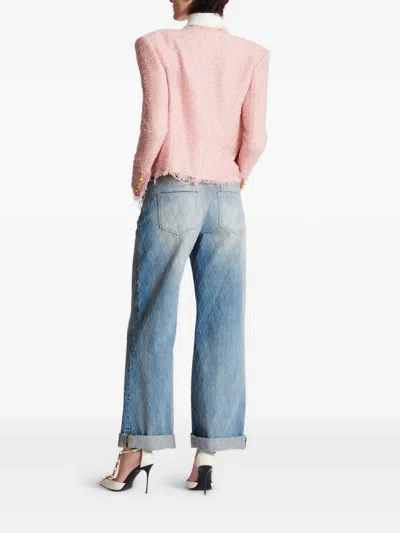 Balmain Giacca In Tweed Rosa Donna In Pink