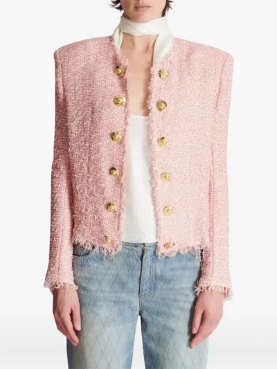 Balmain Giacca In Tweed Rosa Donna In Pink