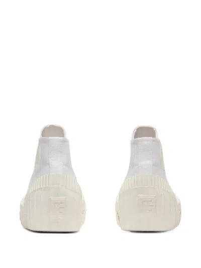 Balmain Riff Low Canvas Sneakers In White